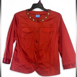 Lara Lane Orange Button-Up Jacket L